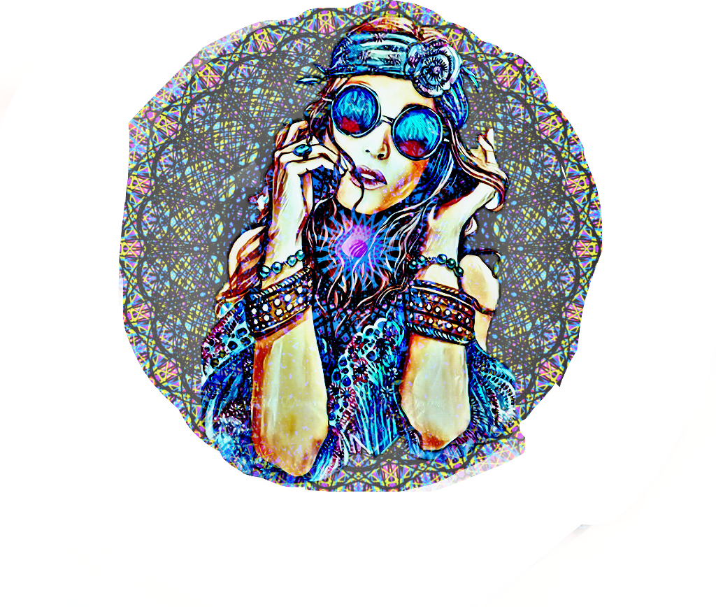 #hippie #colors #colorful #girl #glasses #jewelry - Illustration Clipart (1024x868), Png Download