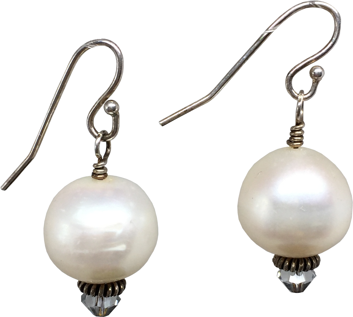 White Pearl Crystal Earrings - Earrings Clipart (2448x3264), Png Download
