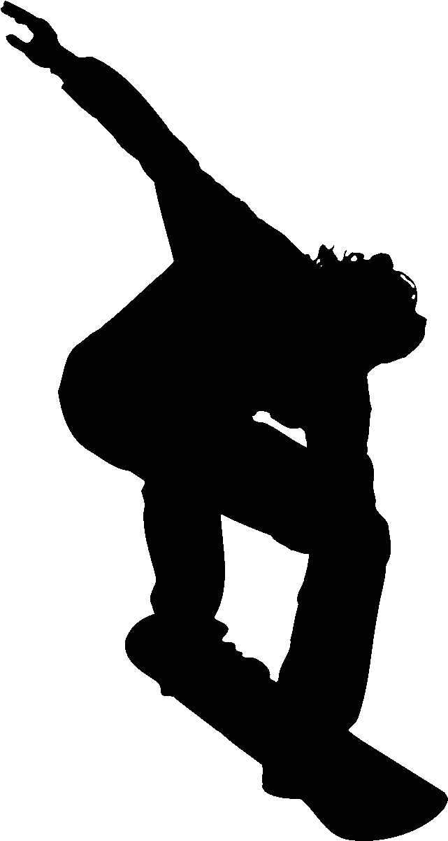 Sticker Silhouette Joueur De Skateboard 1 Ambiance - Silhouette Clipart (641x1201), Png Download
