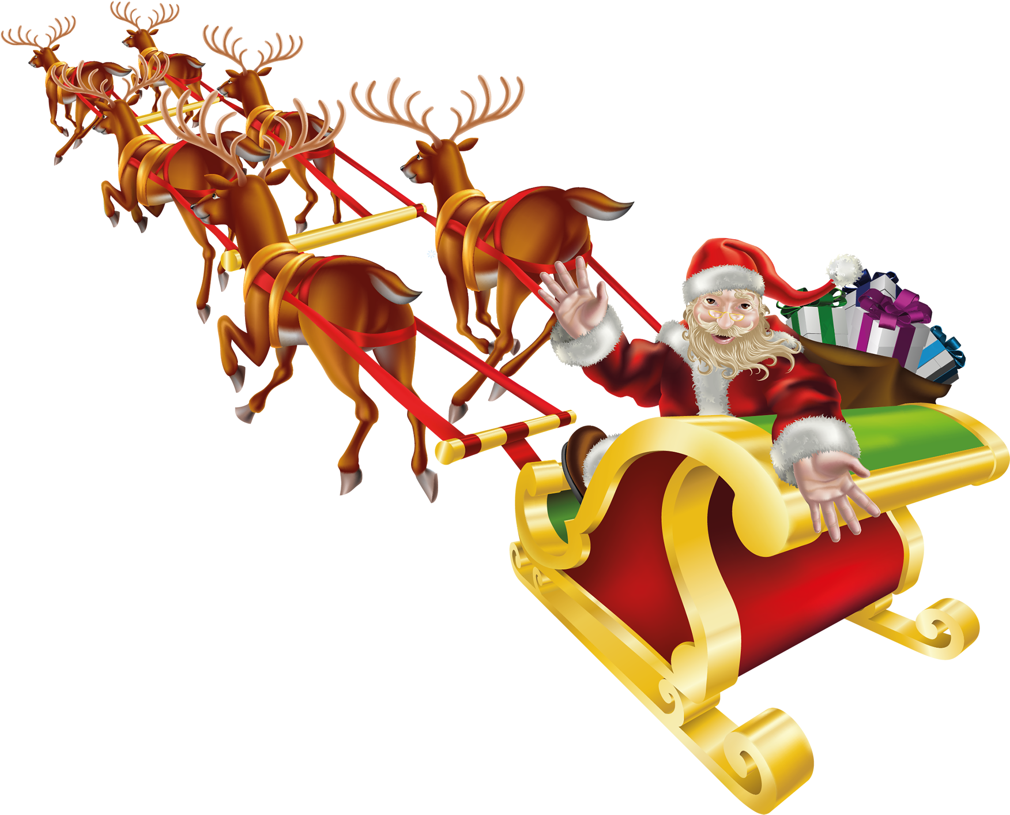 Santa's Sleigh - Santa Sleigh Png Transparent Clipart (2000x1635), Png Download