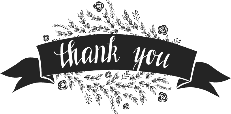 Thank You Stamp With Flowers And Ribbon Banner - Thank You Transparent Background Clipart (801x395), Png Download