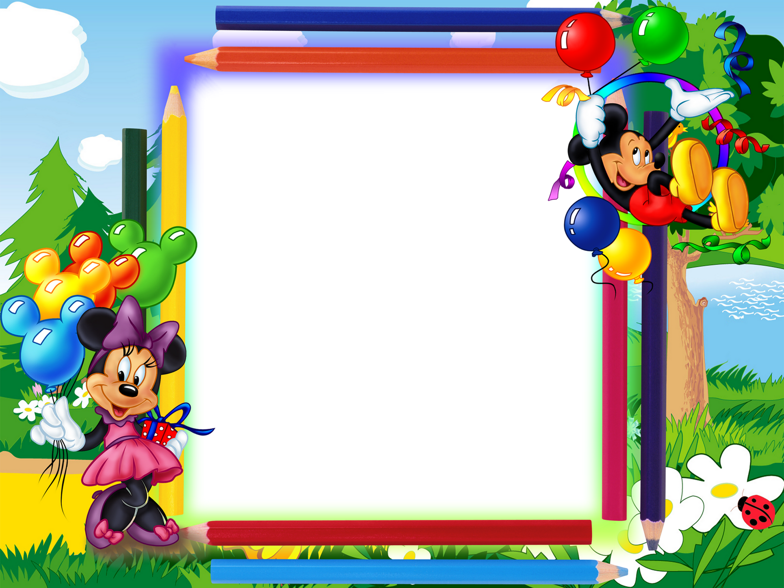 Mickey Mouse Frame Wallpapers High Quality Download - Minnie And Mickey Mouse Border Design Clipart (1600x1200), Png Download