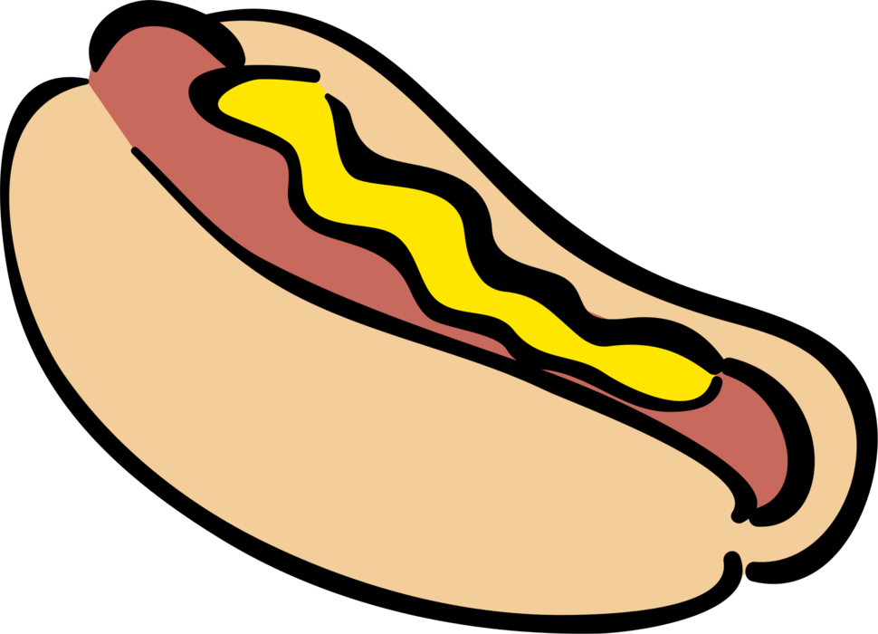 Vector Illustration Of Cooked Hot Dog Or Hotdog Frankfurter Clipart (970x700), Png Download