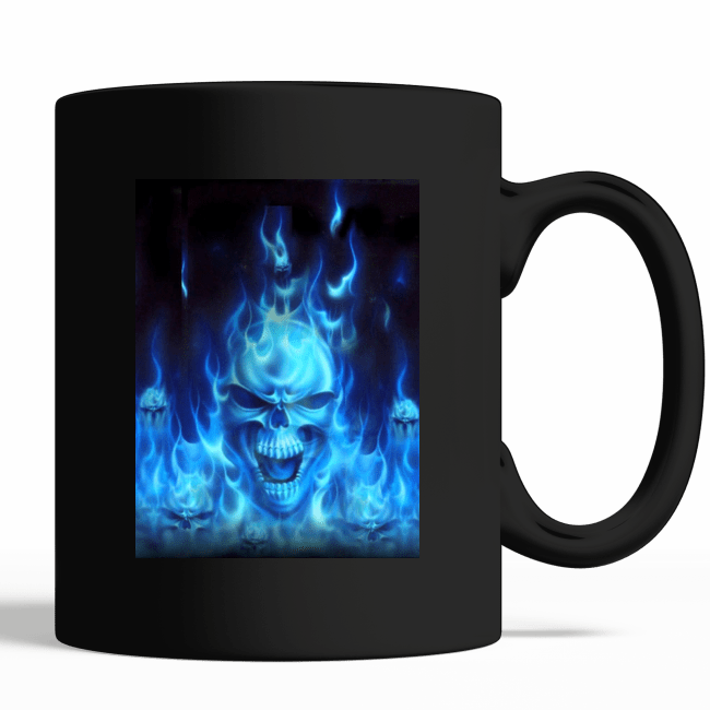 Blue Fire Skull Mug - Blue Fire Skull Wallpaper Hd Clipart (650x650), Png Download