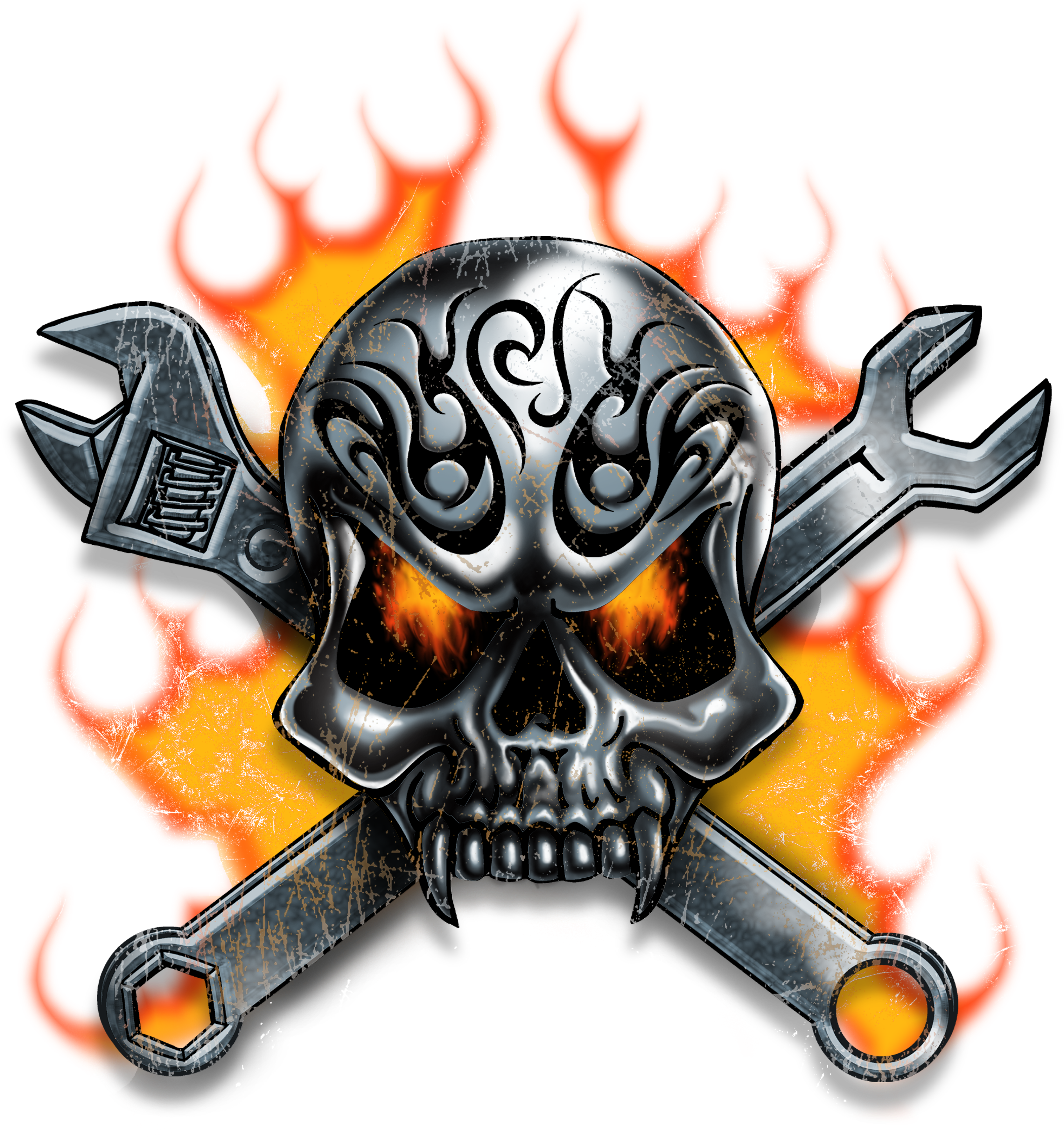Spiral Direct Skull Blast Mens Hoody Tattoo Fire Skull - T-shirt Clipart (3508x4098), Png Download
