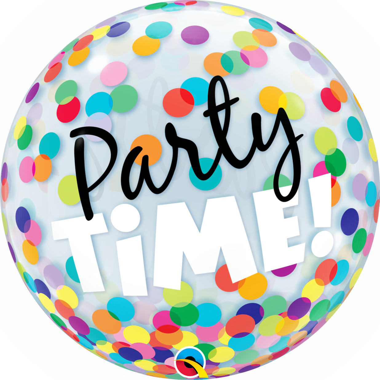 Bubble 22" Party Time Colorful Dots , Qbb-23636 - Party Balloons And Confetti Png Clipart (1236x1236), Png Download