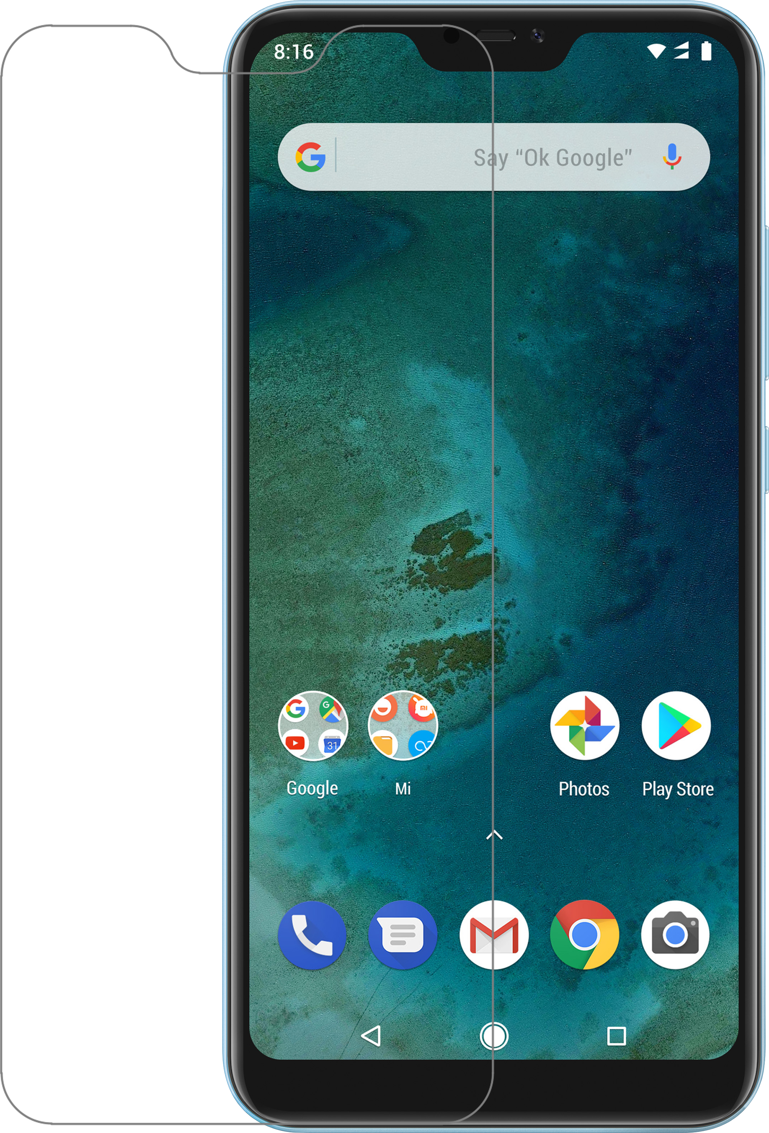 Transparent Glass Phone - Mi A2 Lite Blue Clipart (2450x3608), Png Download