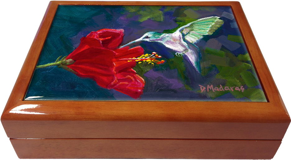 Hummingbird & The Hibiscus Wooden Box - Box Clipart (1000x633), Png Download
