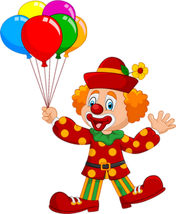 Dessin Clown Et Ballons Clipart (600x730), Png Download