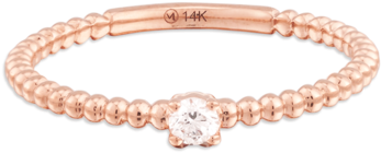 Diamond Beaded Ring Rose Gold - Bague Fine Or Rose Clipart (650x650), Png Download