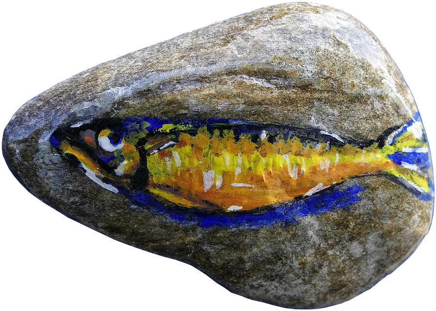 Pebble, Painting, Fish, Colorful, Art, Drawing, Painted - Okra Peji Clipart (892x637), Png Download