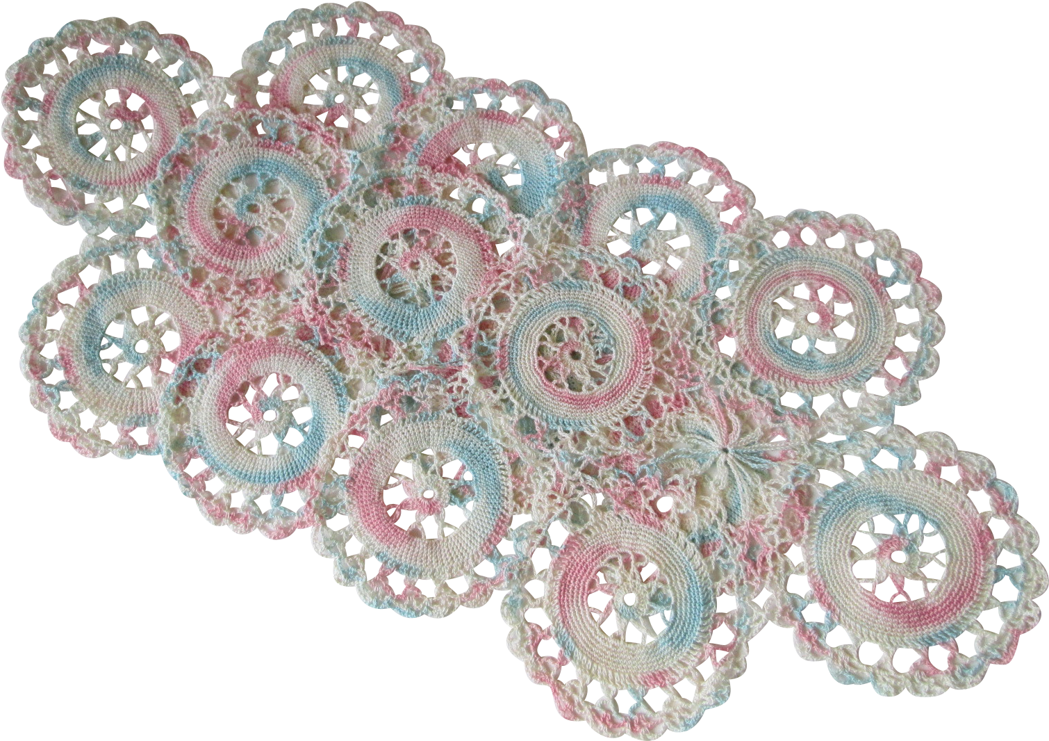 Crocheted Lace Doily Set 4 Vintage 1930s Pastel Pink - Needlework Clipart (1509x1509), Png Download