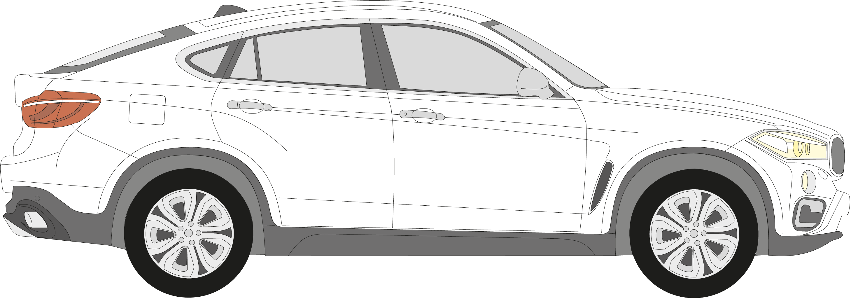 Buy Bmw X6 Bike Carriers - Bmw X6 Zijkant Clipart (2918x1025), Png Download