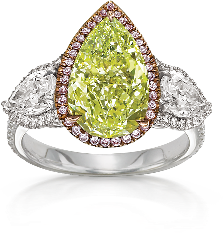 Fancy Intense Yellow Green Diamond Ring - Engagement Ring Clipart (800x800), Png Download