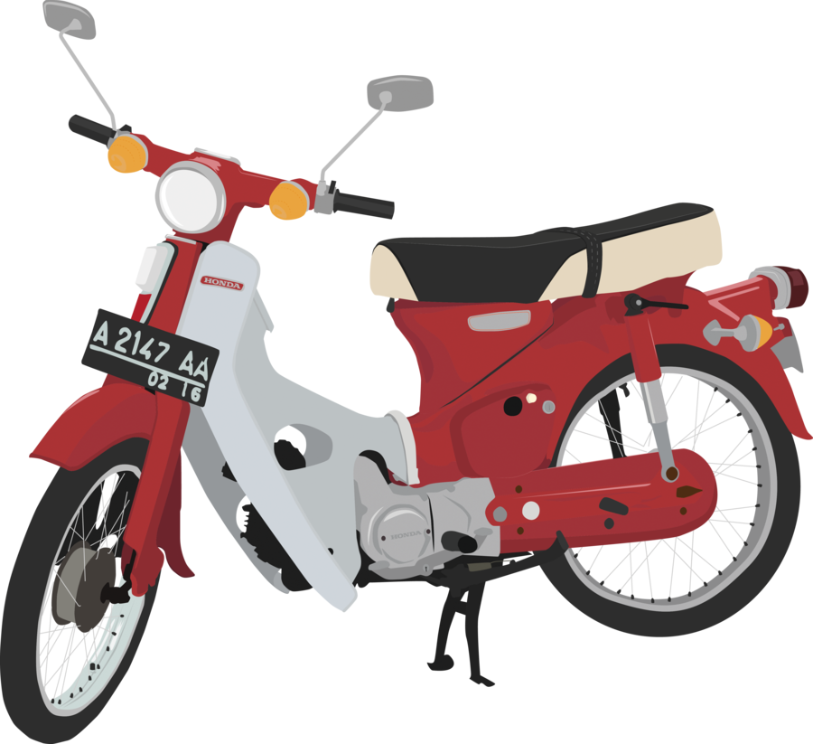 Vector Motorcycles Cub - Honda C70 Vector Png Clipart (900x823), Png Download