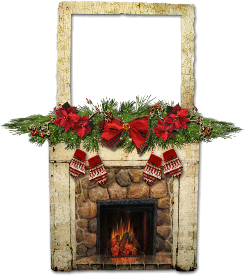 Christmas Fireplace Frame Clip Art - Hearth - Png Download (600x600), Png Download