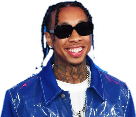 Tyga Sticker - Tyga Long Hair Clipart (473x409), Png Download