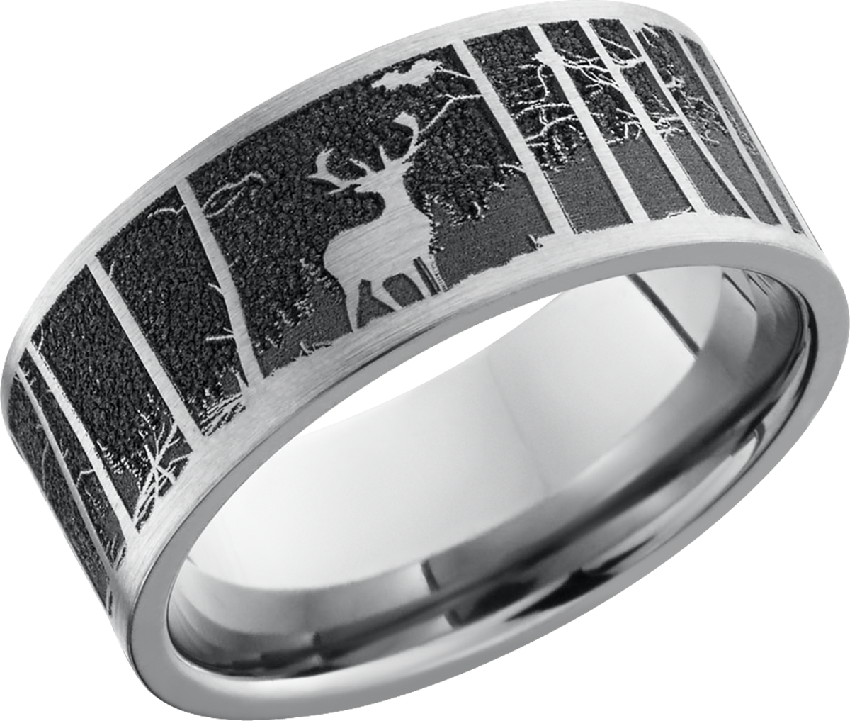 Deer Wedding Band For Men - Country Wedding Rings For Guys Clipart (1200x1017), Png Download