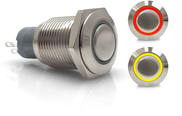 Momentary 16mm Red Or Yellow Ring Led Aluminum Billet - Hot Rod Clipart (600x600), Png Download