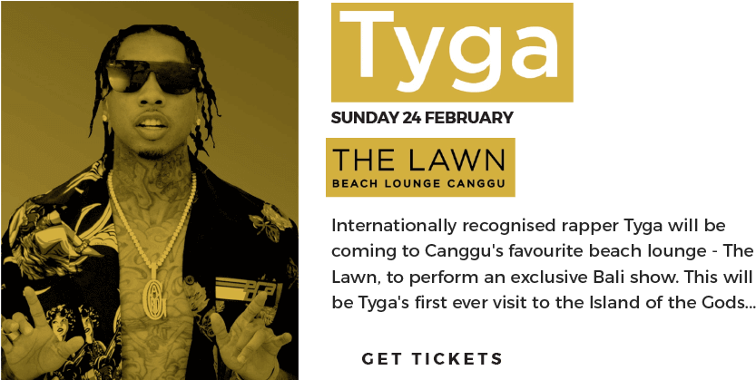 Tyga At The Lawn Canggu Clipart (850x418), Png Download