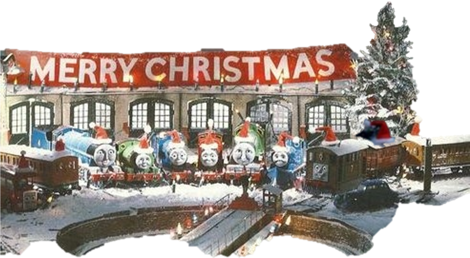 Thomas' Christmas Party - Thomas Christmas Party Clipart (1610x885), Png Download