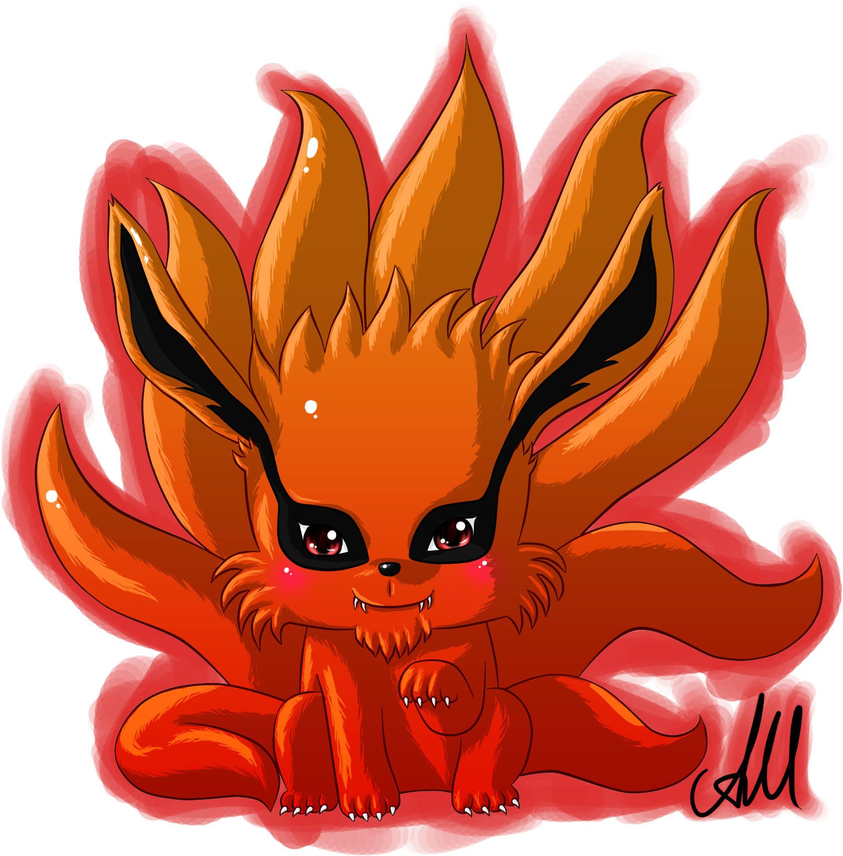 Kyuubi Or "kuruma" From Naruto As A Chibi, Done 03/2011 - Naruto Kyuubi Chibi Gif Clipart (1720x1800), Png Download