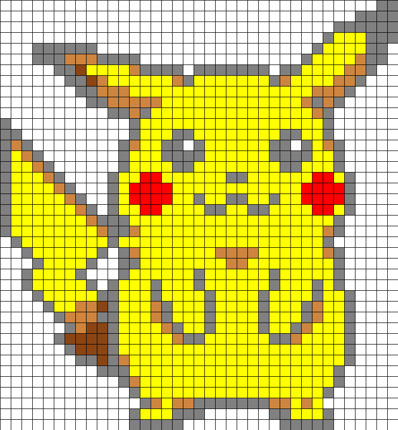 Pikachu Perler Bead Pattern / Bead Sprite - Pikachu Hama Pattern Clipart (777x840), Png Download