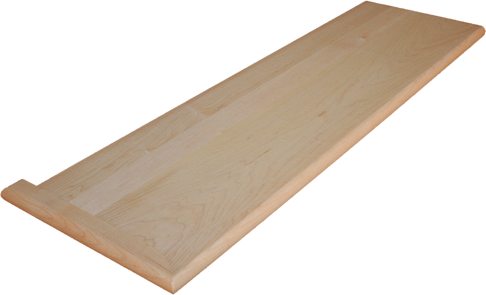 Hard Maple Stair Tread - Bullnose Stair Tread Clipart (1000x628), Png Download
