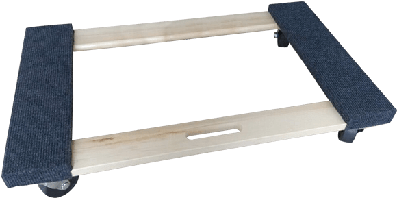 Furniture Cart Carpeted Wood Dolly - Outdoor Bench Clipart (611x719), Png Download