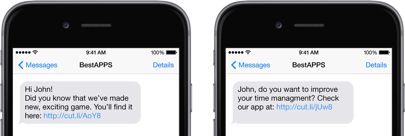 Iphone 6 App - Marketing Fashion Sms Sample Clipart (1294x437), Png Download