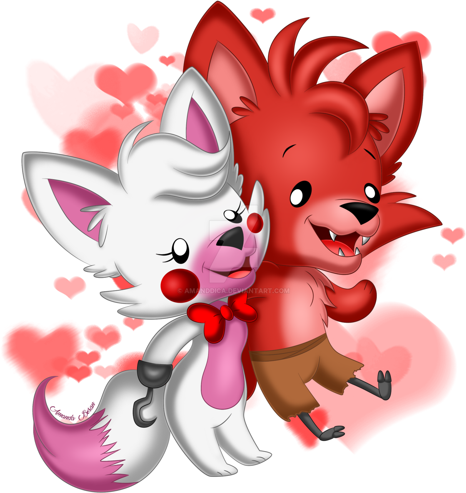 Fnaf Foxy X Mangle Cute - Mangle Fnaf And Foxy Clipart (1494x1582), Png Download