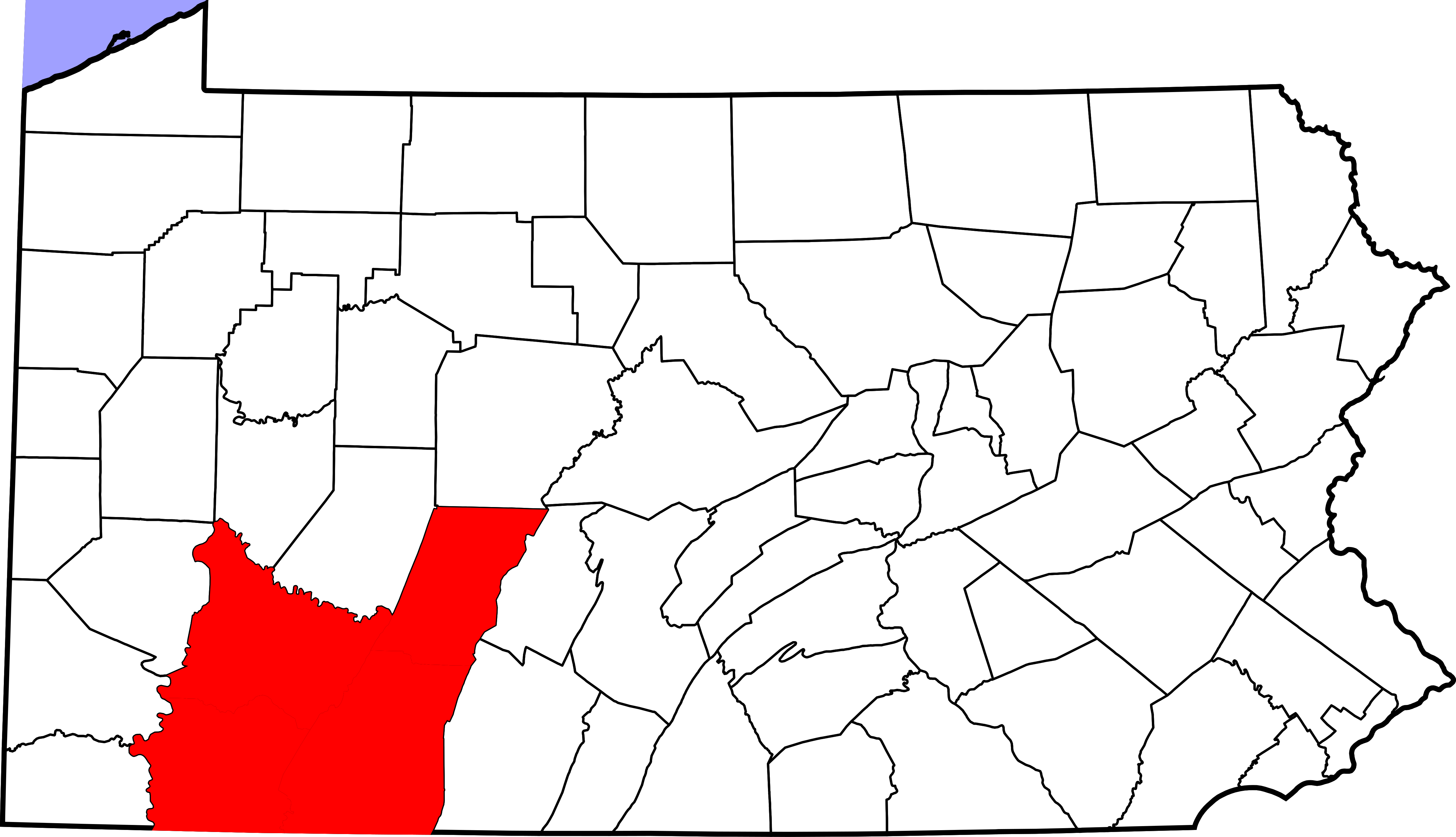 Presbytery Of Redstone Counties Map - Map Of Pennsylvania Clipart (4950x2846), Png Download