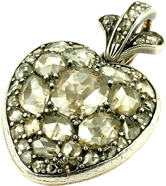 A Splendid Georgian 'flaming Heart' Diamond Locket, - Diamond Clipart (567x632), Png Download