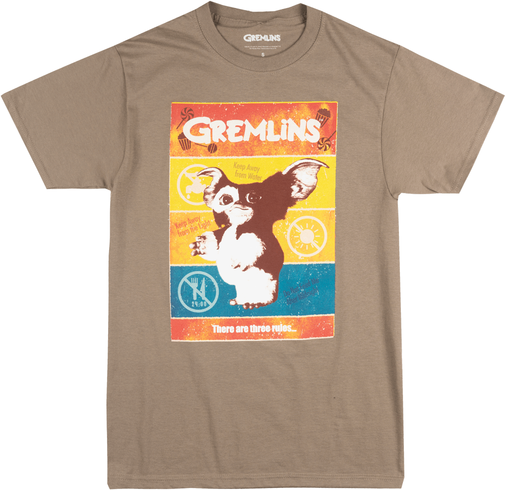 The Gremlins 3 Rules T-shirt Mens Retro Movie Licensed - Gremlins Clipart (1062x1000), Png Download