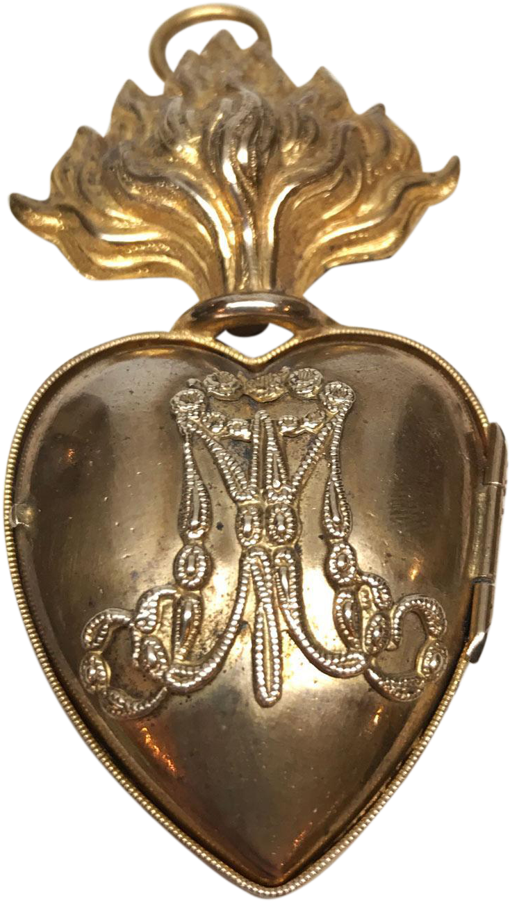 Antique Nineteenth Century French Gilded Brass Sacred - Shield Clipart (1296x1296), Png Download