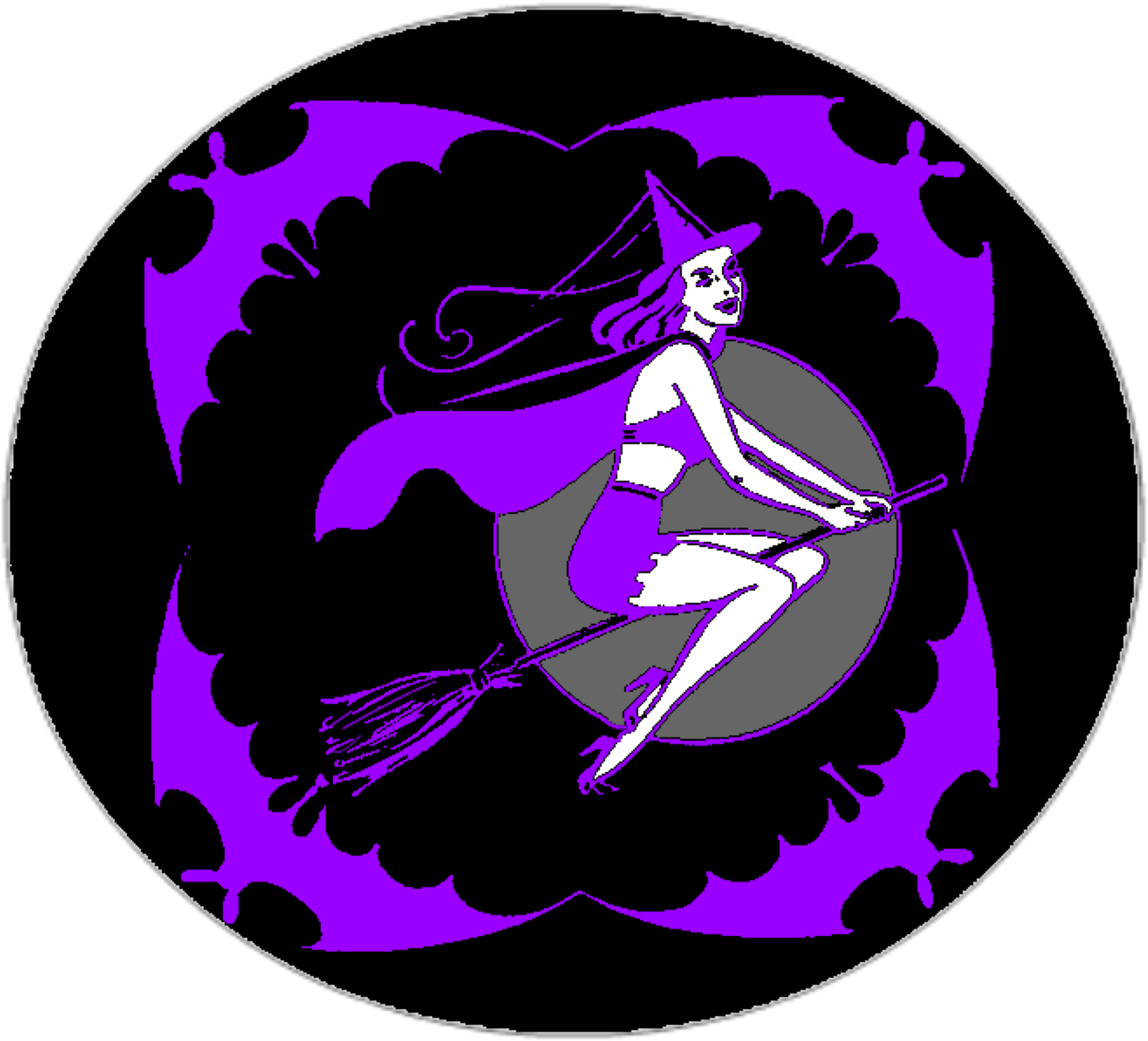 Flying Witchy Moon Blk1 Small - Symbol Of Kali Goddess Clipart (2400x2157), Png Download
