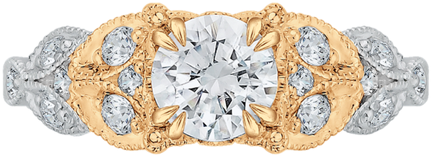 Carizza 18k Two-tone Gold Carizza Semi Mount Engagement - Needlework Clipart (800x800), Png Download