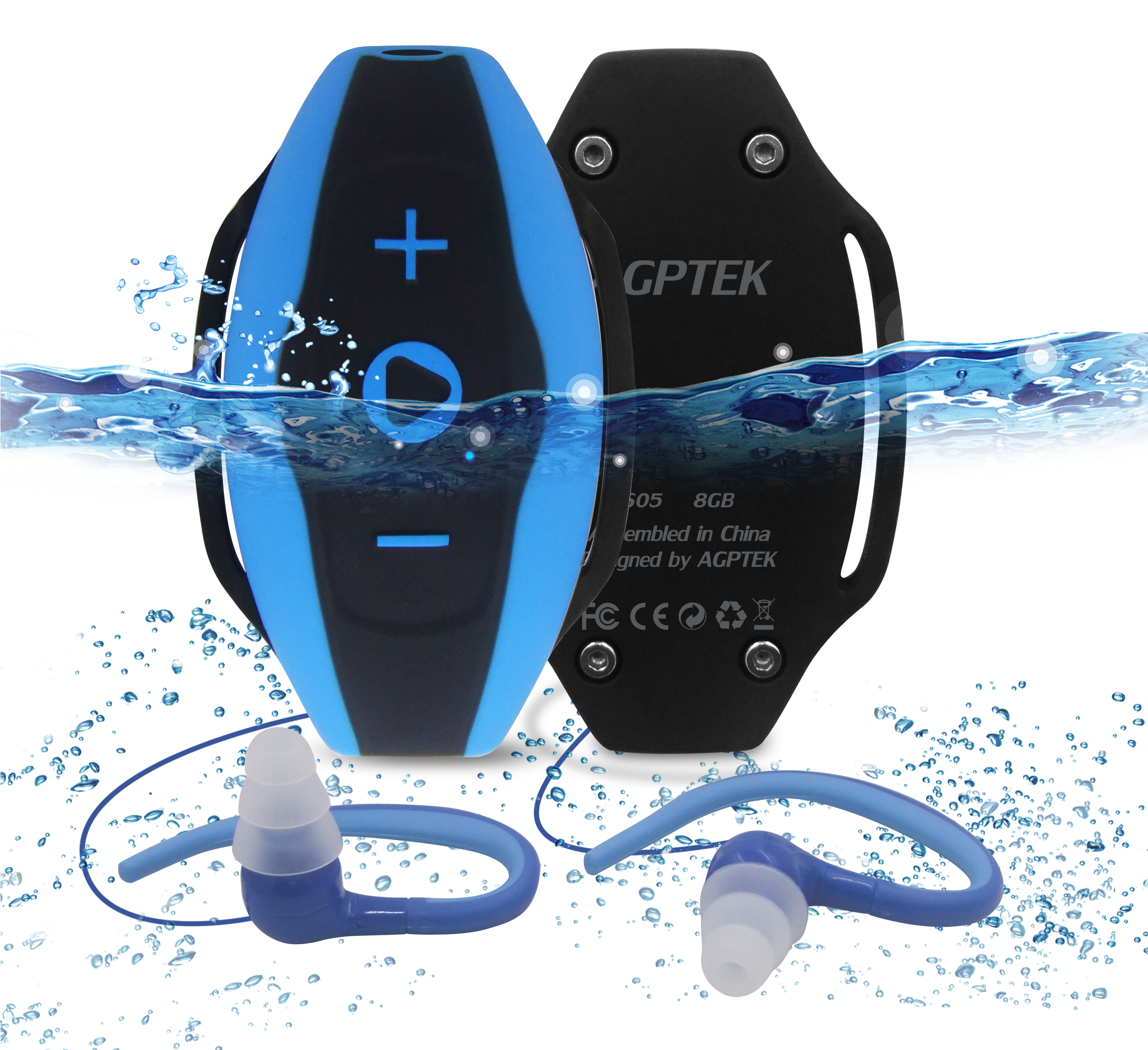 Agptek S05 8gb Waterproof Mp3 Player With Water Resistant - Agptek S05 8 Gb Waterproof Mp3 Player Clipart (2409x2409), Png Download