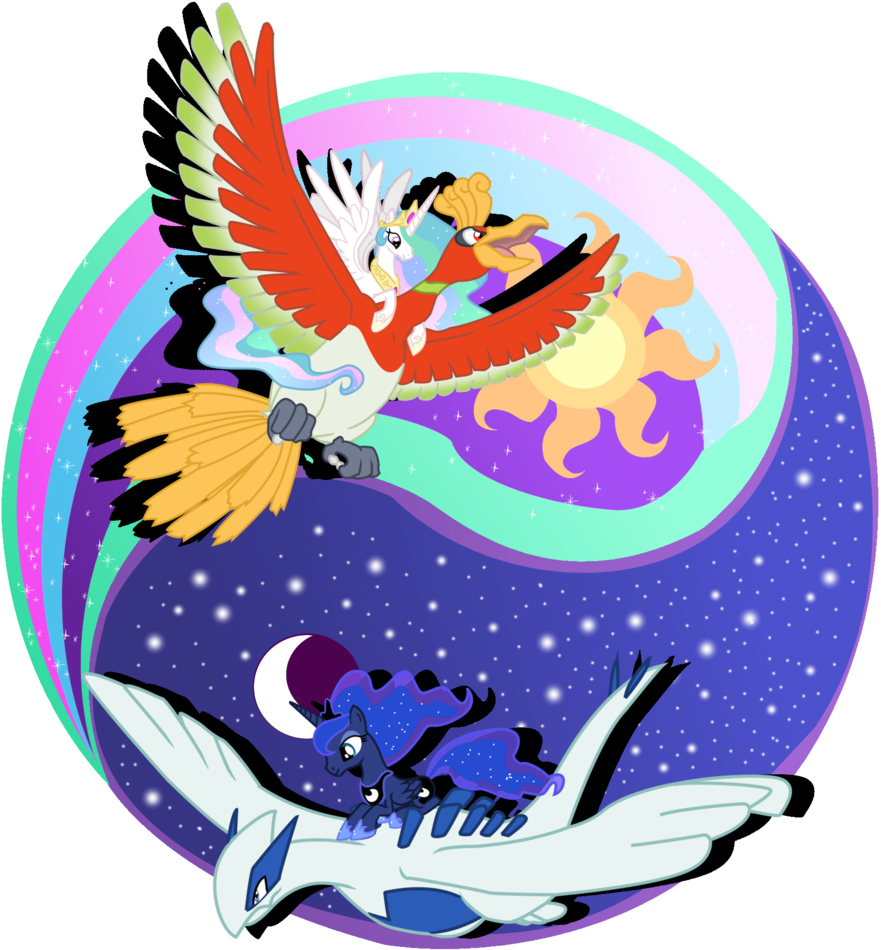Pokémon X And Y Rarity Pinkie Pie Rainbow Dash Applejack - Luna Celestia Yin Yang Clipart (900x963), Png Download