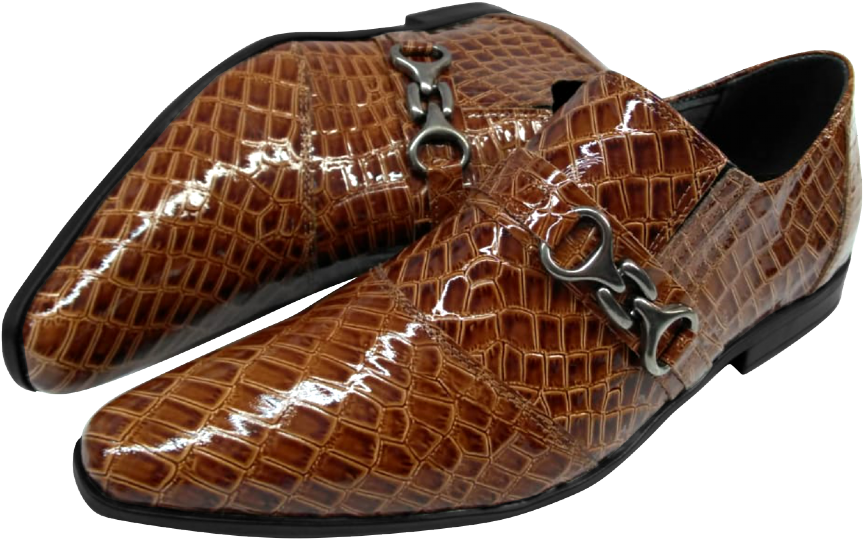 Sapato Masculino Em Couro Marrom Croko Verniz Alto - Sapato Couro De Jiboia Clipart (1000x670), Png Download
