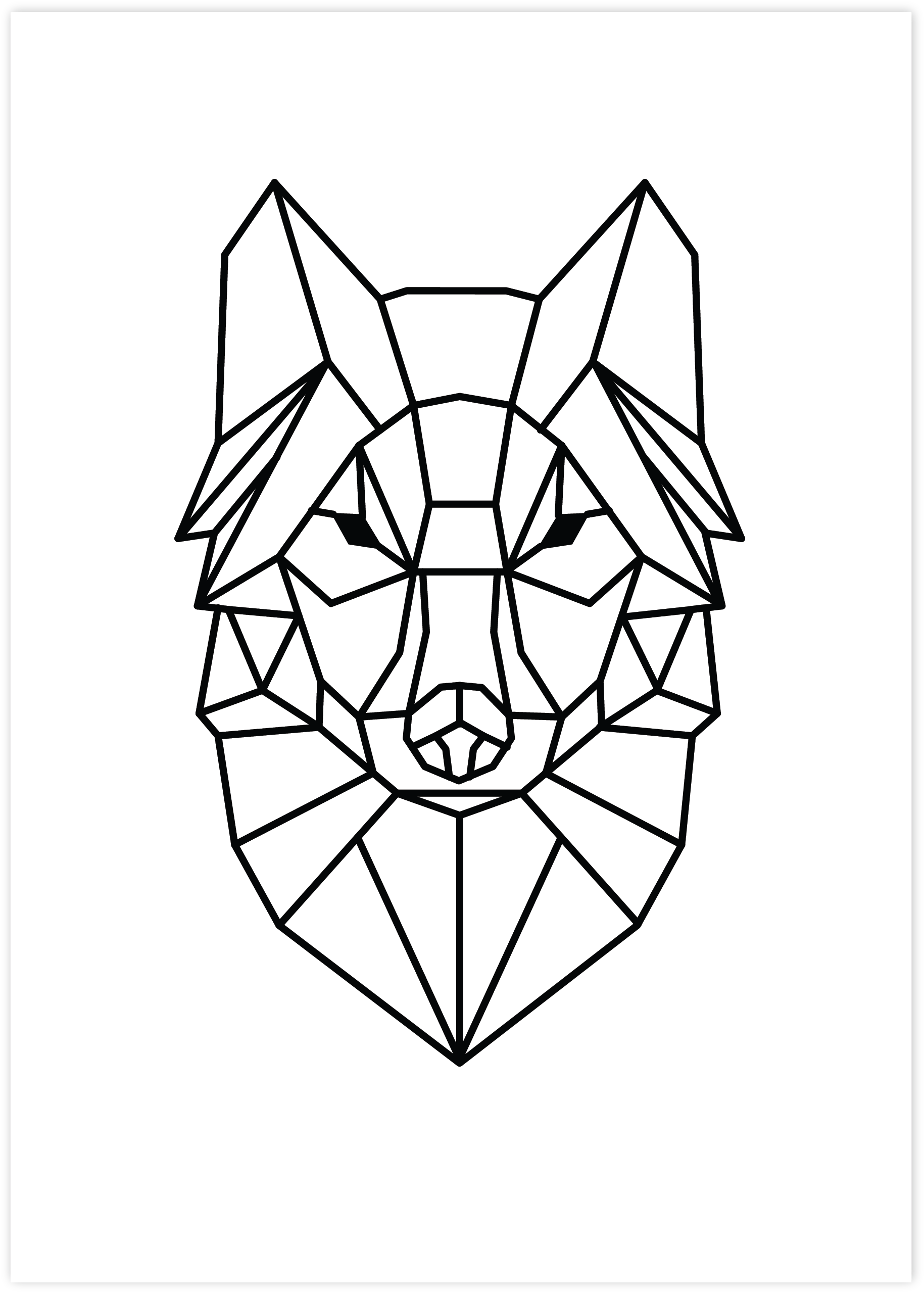 Drawing Polygons Wolf - Origami Wolf Head Drawing Clipart (2082x2810), Png Download