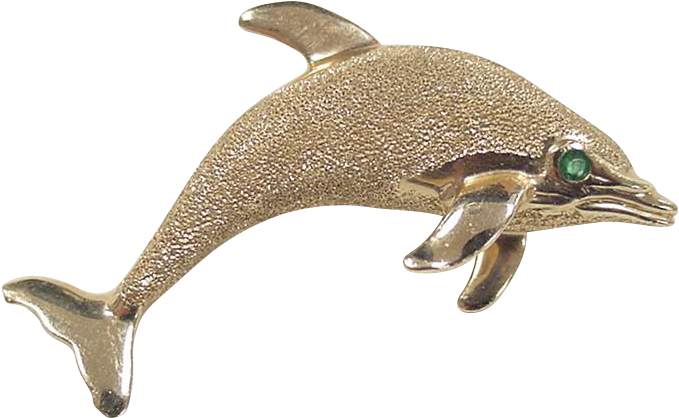 Vintage 14k Gold Dolphin Pendant / Pin With Enamel - Common Bottlenose Dolphin Clipart (678x678), Png Download