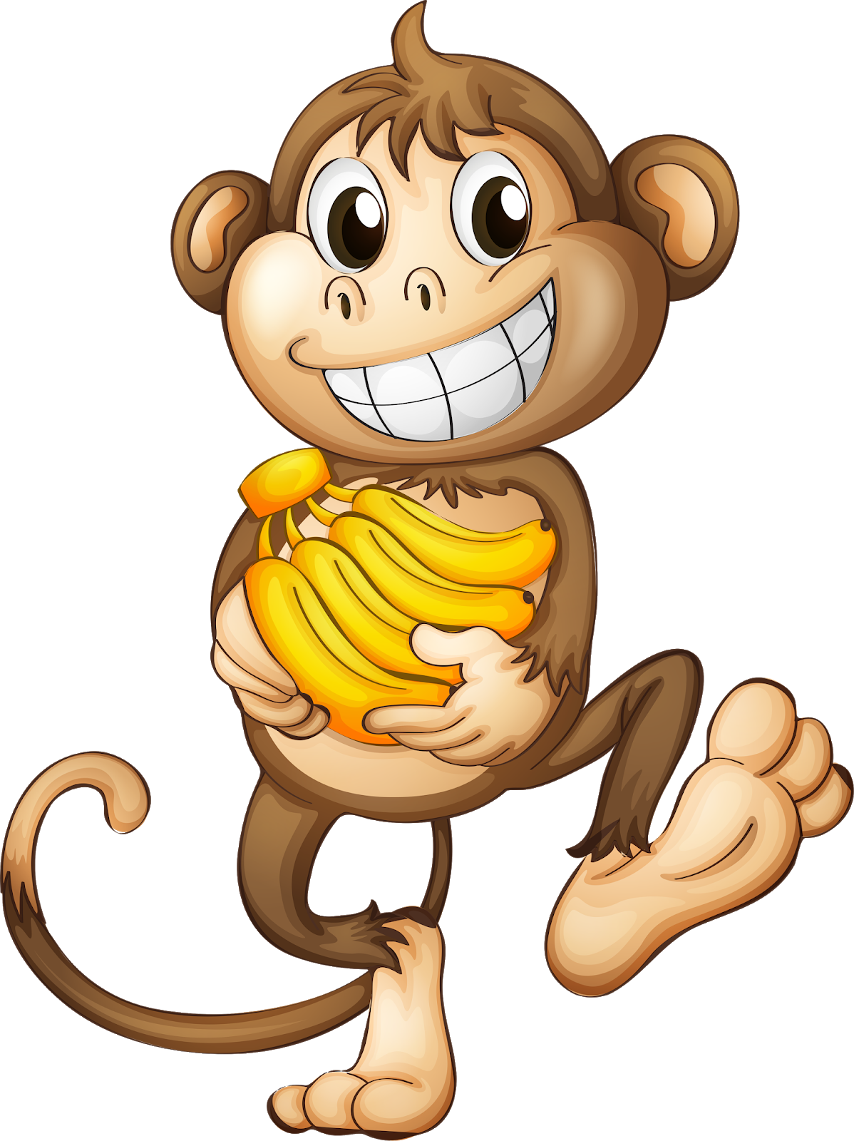 Chimpanzee Cartoon Clip Art - Monkey With Banana Clipart - Png Download (1198x1600), Png Download