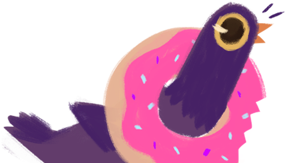 Trash Dove Png - Trash Dove With Donut Clipart (935x533), Png Download