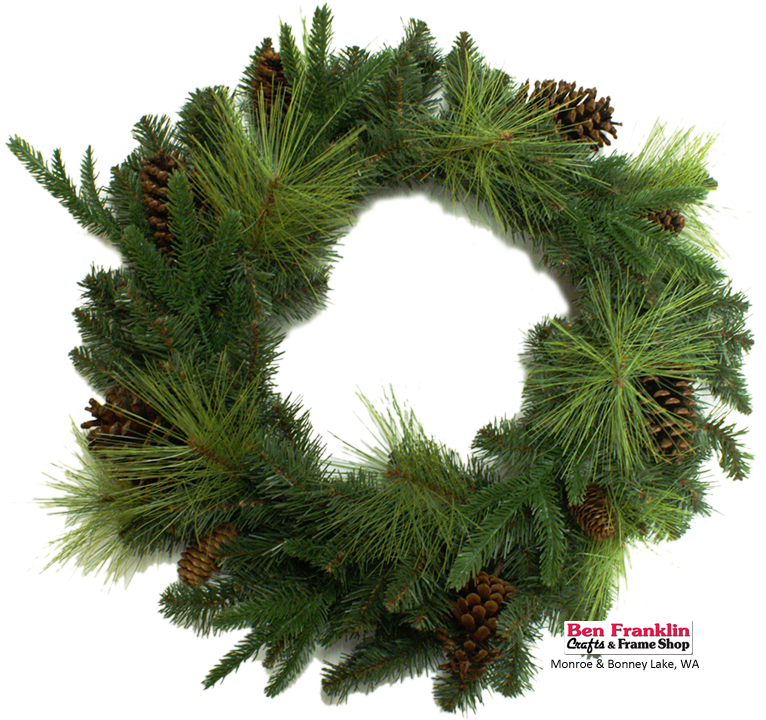 They Usually Come On A Bunch On A Pick, So Just Tie - Watercolor Pine Tree Wreath Png Clipart (777x724), Png Download