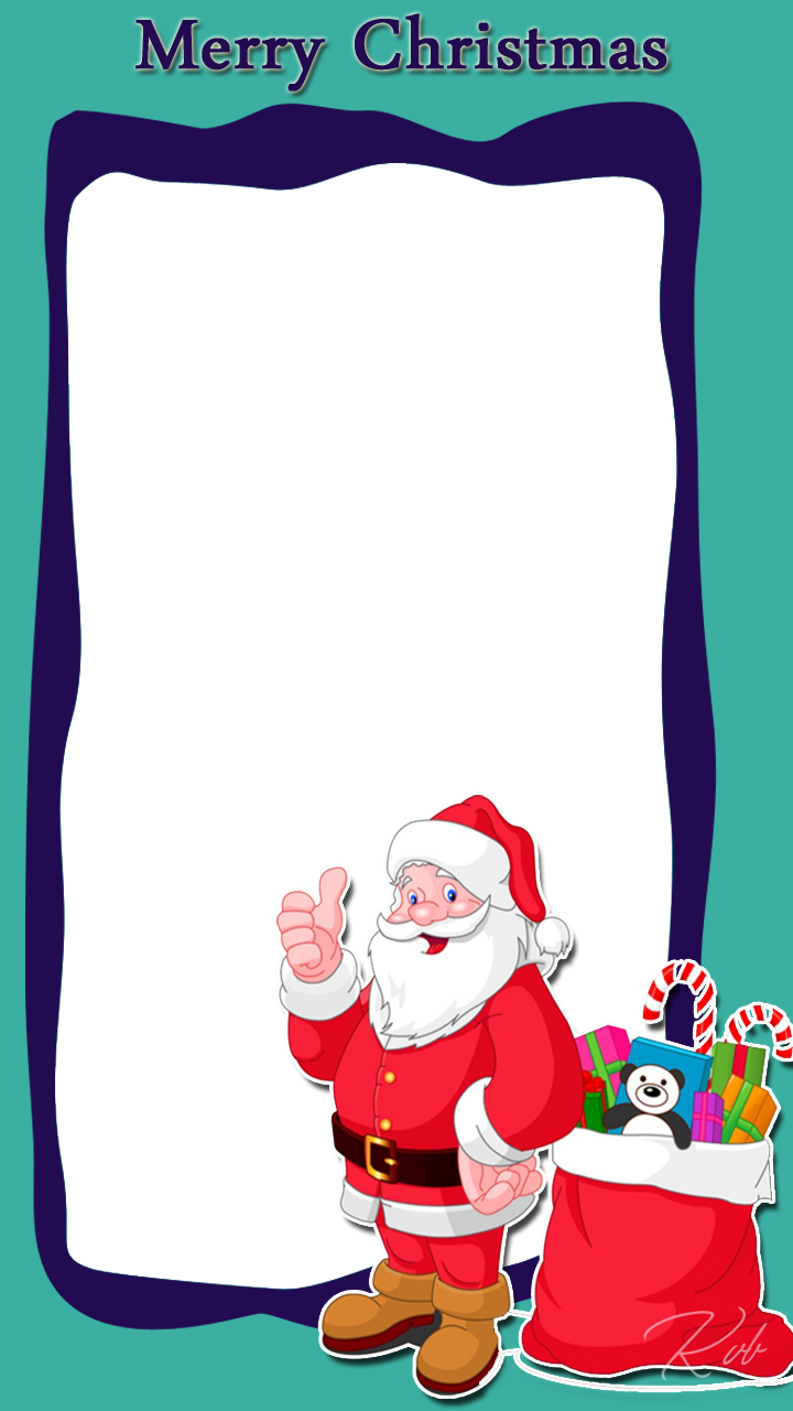 Free Download - Merry Christmas Frame With Santa Clipart (720x1280), Png Download