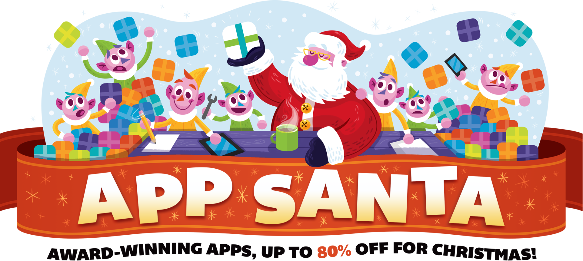 Santa Png Image - App Santa Clipart (1924x862), Png Download