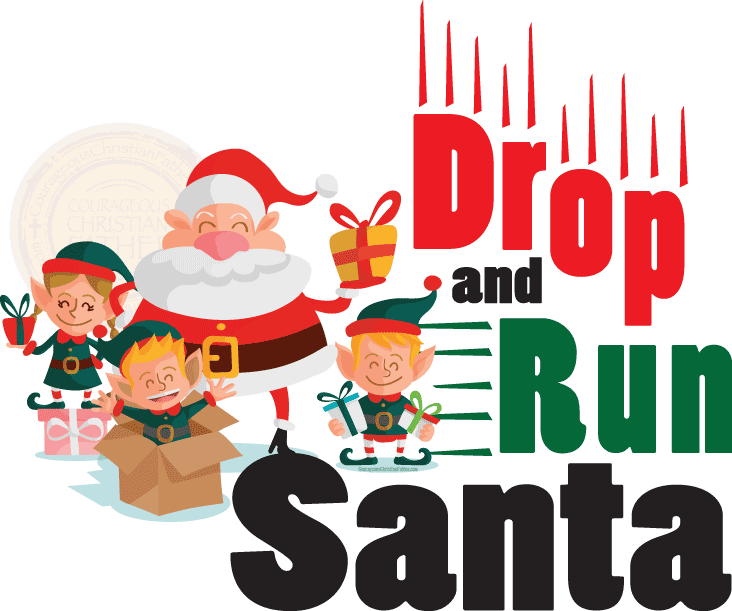 Drop And Run Santa - Cartoon Clipart (732x611), Png Download