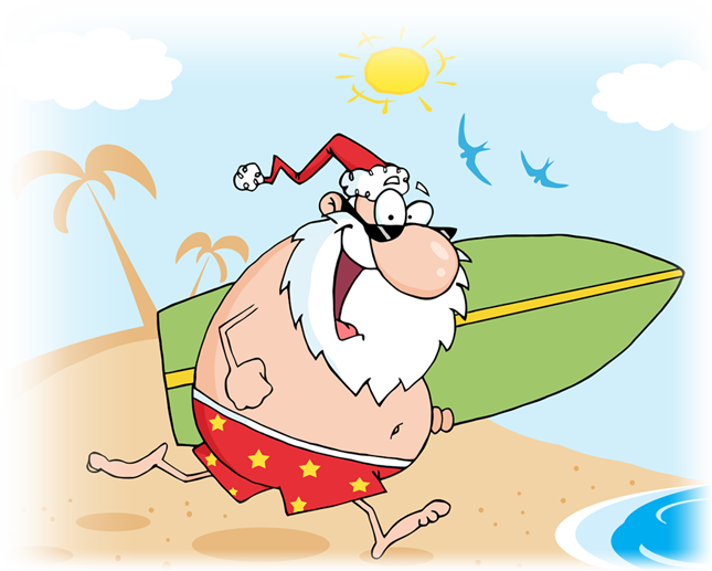 Free Personalized Letter From Santa Png Royalty Free - Santa Surfing Clipart (645x517), Png Download