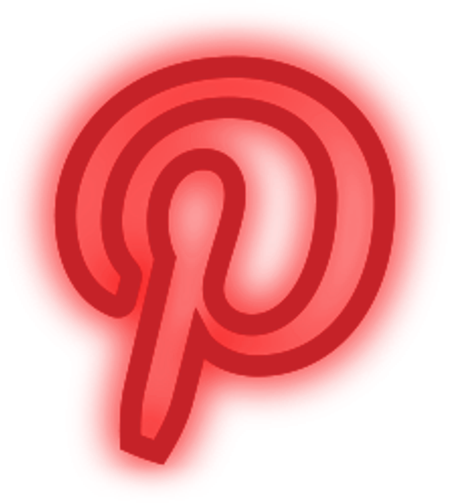 Pinterest Logo Neon Light Red Freetoedit - Neon Social Media Icons Png Clipart (1024x1024), Png Download